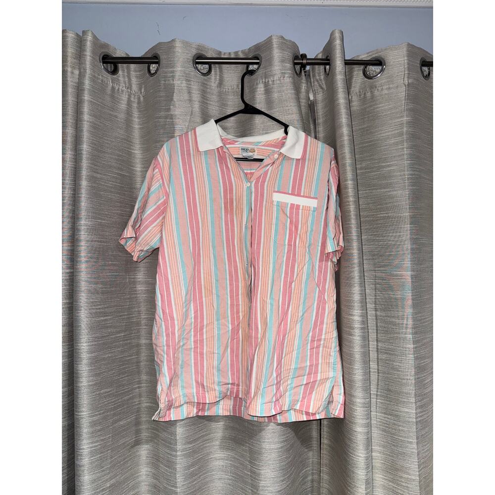 Vintage Izod Club 90s striped cotton short-sleeved polo shirt medium